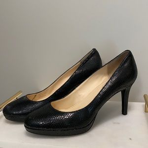Calvin Klein Odette Black Snakeskin Pumps